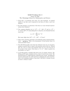 MAΘ Problem Set 3 The Mississippi School for Mathematics and Science