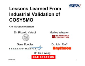 Lessons Learned From Industrial Validation of COSYSMO Marilee Wheaton