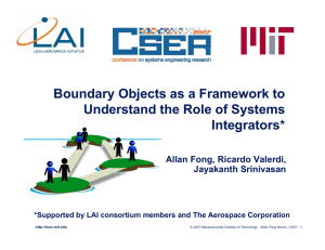 Boundary Objects as a Framework to Understand the Role of Systems Integrators*