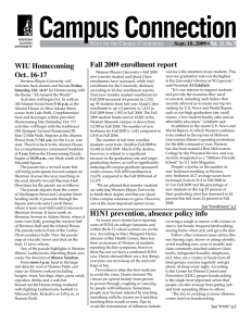 Fall 2009 enrollment report WIU Homecoming Oct. 16-17 News for the Campus Community