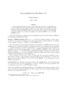 /2 Gap Amplification Fails Below 1 Andrej Bogdanov June 1, 2005