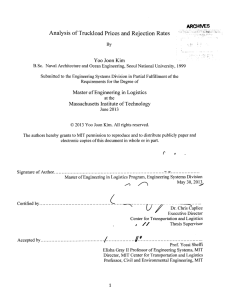 Analysis  of Truckload Prices  and Rejection  Rates ARCHIVES