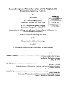 System  Design  and  Architecture  of an... Personalized  Learning  Platform JUN ARCHIVEs