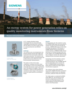 An energy system for power generation relies on Process Instrumentation