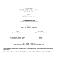 UNITED STATES SECURITIES AND EXCHANGE COMMISSION Washington, D. C. 20549 FORM SD