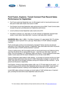 N EWS  Ford Fusion, Explorer, Transit Connect Post Record Sales
