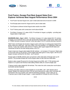 N EWS  Ford Fusion, Escape Post Best August Sales Ever;