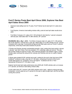 N EWS  Ford F-Series Posts Best April Since 2006, Explorer Has Best