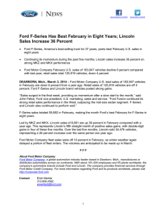 N EWS  Ford F-Series Has Best February in Eight Years; Lincoln