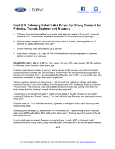 N EWS  Ford U.S. February Retail Sales Driven by Strong Demand for