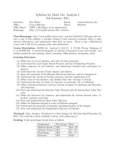 Syllabus for Math 414, Analysis I Fall Semester, 2015