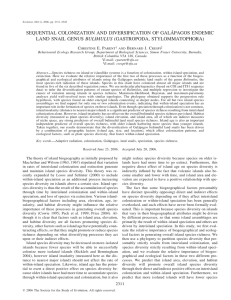 ´ PAGOS ENDEMIC SEQUENTIAL COLONIZATION AND DIVERSIFICATION OF GALA BULIMULUS C