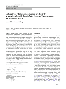 Cofoundress relatedness and group productivity