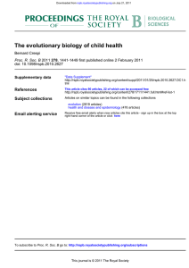 The evolutionary biology of child health References Bernard Crespi