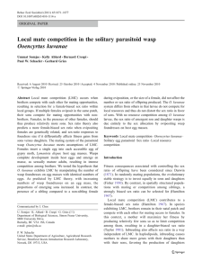 Local mate competition in the solitary parasitoid wasp Ooencyrtus kuvanae ORIGINAL PAPER