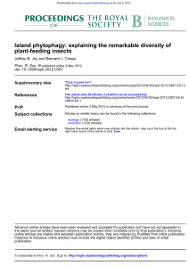 Island phytophagy: explaining the remarkable diversity of plant-feeding insects doi: 10.1098/rspb.2012.0397