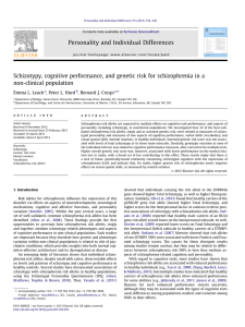 Schizotypy, cognitive performance, and genetic risk for schizophrenia in a