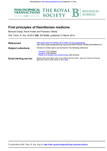 First principles of Hamiltonian medicine References , 20130366, published 31 March 2014