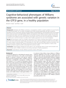 Cognitive-behavioral phenotypes of Williams syndrome are associated with genetic variation in