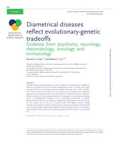 Diametrical diseases reflect evolutionary-genetic tradeoffs Evidence from psychiatry, neurology,