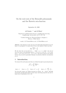 On the real roots of the Bernoulli polynomials September 16, 1999