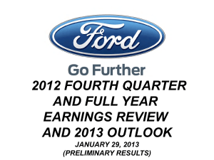 2012 FOURTH QUARTER AND FULL YEAR EARNINGS REVIEW AND 2013 OUTLOOK