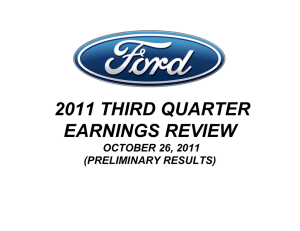 2011 THIRD QUARTER EARNINGS REVIEW OCTOBER 26, 2011 (PRELIMINARY RESULTS)