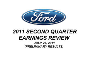 2011 SECOND QUARTER EARNINGS REVIEW JULY 26, 2011 (PRELIMINARY RESULTS)