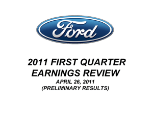 2011 FIRST QUARTER EARNINGS REVIEW APRIL 26, 2011 (PRELIMINARY RESULTS)