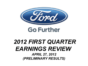 2012 FIRST QUARTER EARNINGS REVIEW  APRIL 27, 2012