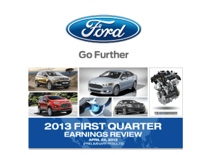 2013 FIRST QUARTER EARNINGS REVIEW APRIL 24, 2013