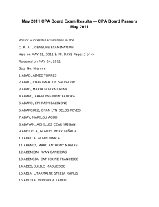 May 2011 CPA Board Exam Results — CPA Board Passers