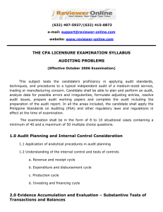 THE CPA LICENSURE EXAMINATION SYLLABUS AUDITING PROBLEMS