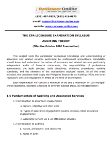 THE CPA LICENSURE EXAMINATION SYLLABUS AUDITING THEORY