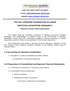THE CPA LICENSURE EXAMINATION SYLLABUS PRACTICAL ACCOUNTING PROBLEMS 2