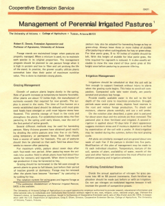 Management of Perennial Irrigated Pastures Cooperative Extension Service 1