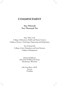 COMMENCEMENT May Fifteenth Two Thousand Ten