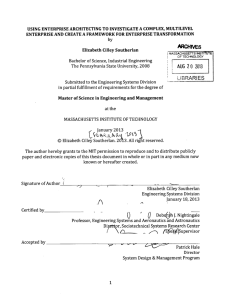 USING  ENTERPRISE ARCHITECTING TO INVESTIGATE  A  COMPLEX, ... ENTERPRISE AND  CREATE A  FRAMEWORK  FOR ENTERPRISE ...