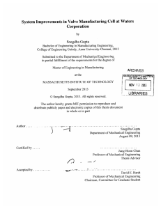 System  Improvements  in Valve  Manufacturing Cell ... Corporation