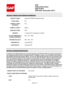 GAF Safety Data Sheet SDS # 2034 SDS Date: December 2014