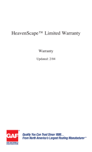 HeavenScape™ Limited Warranty Warranty Updated: 2/04