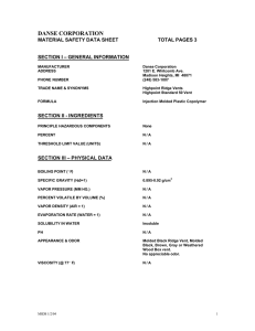 DANSE CORPORATION MATERIAL SAFETY DATA SHEET TOTAL PAGES 3