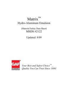 Matrix  Hydro-Aluminum Emulsion MSDS #2122