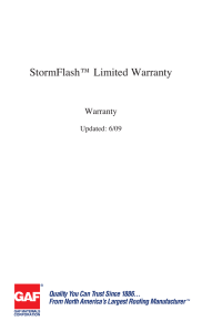 StormFlash™ Limited Warranty Warranty Updated: 6/09