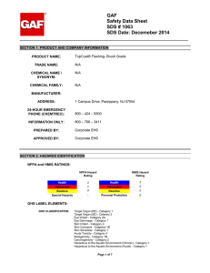 GAF Safety Data Sheet SDS # 1063 SDS Date: Decemeber 2014