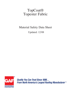 TopCoat® Topester Fabric Material Safety Data Sheet Updated: 12/08