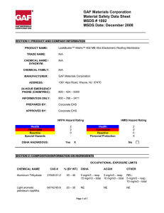 GAF Materials Corporation Material Safety Data Sheet MSDS # 1092