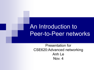 An Introduction to Peer-to-Peer networks Presentation for CSE620:Advanced networking