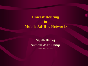 Unicast Routing in Mobile Ad-Hoc Networks Sajith Balraj