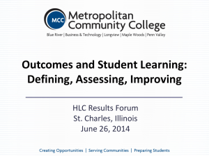 Outcomes and Student Learning: Defining, Assessing, Improving HLC Results Forum St. Charles, Illinois